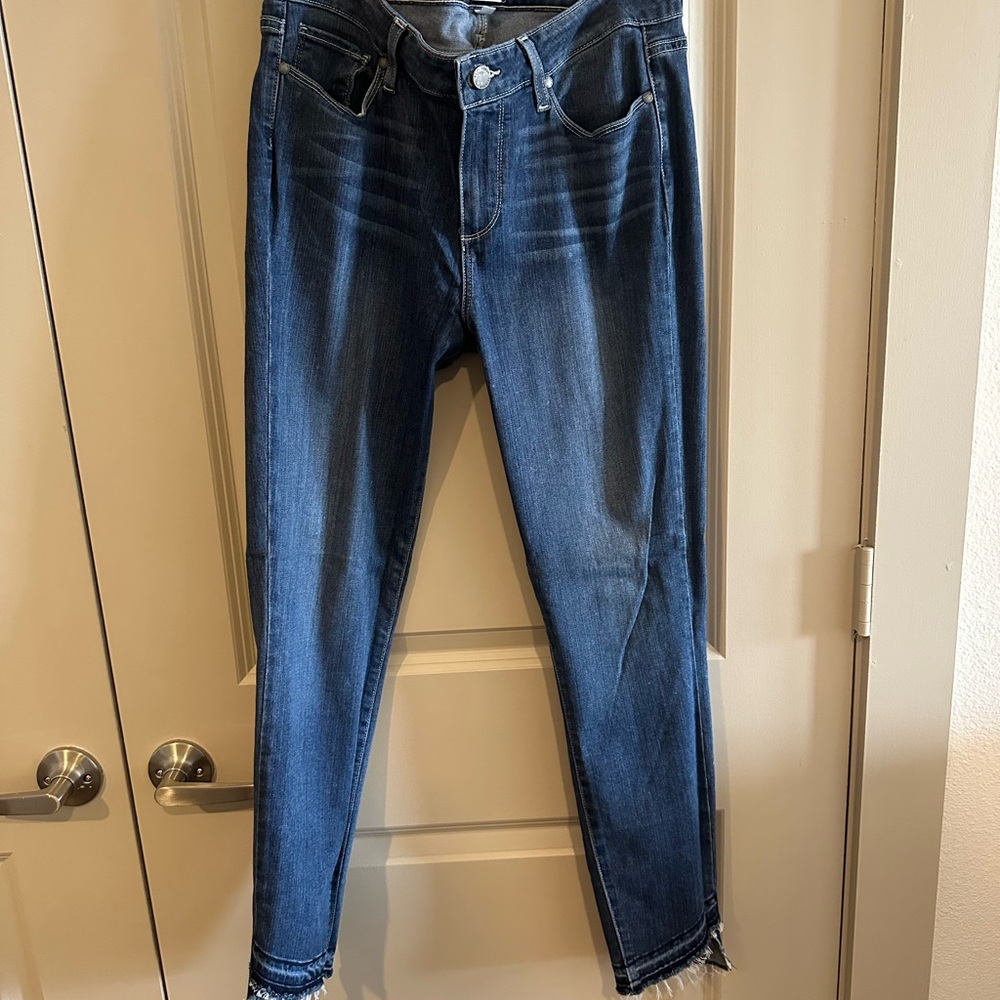 PAIGE Blue Ankle Cropped Jeans Medium Indigo